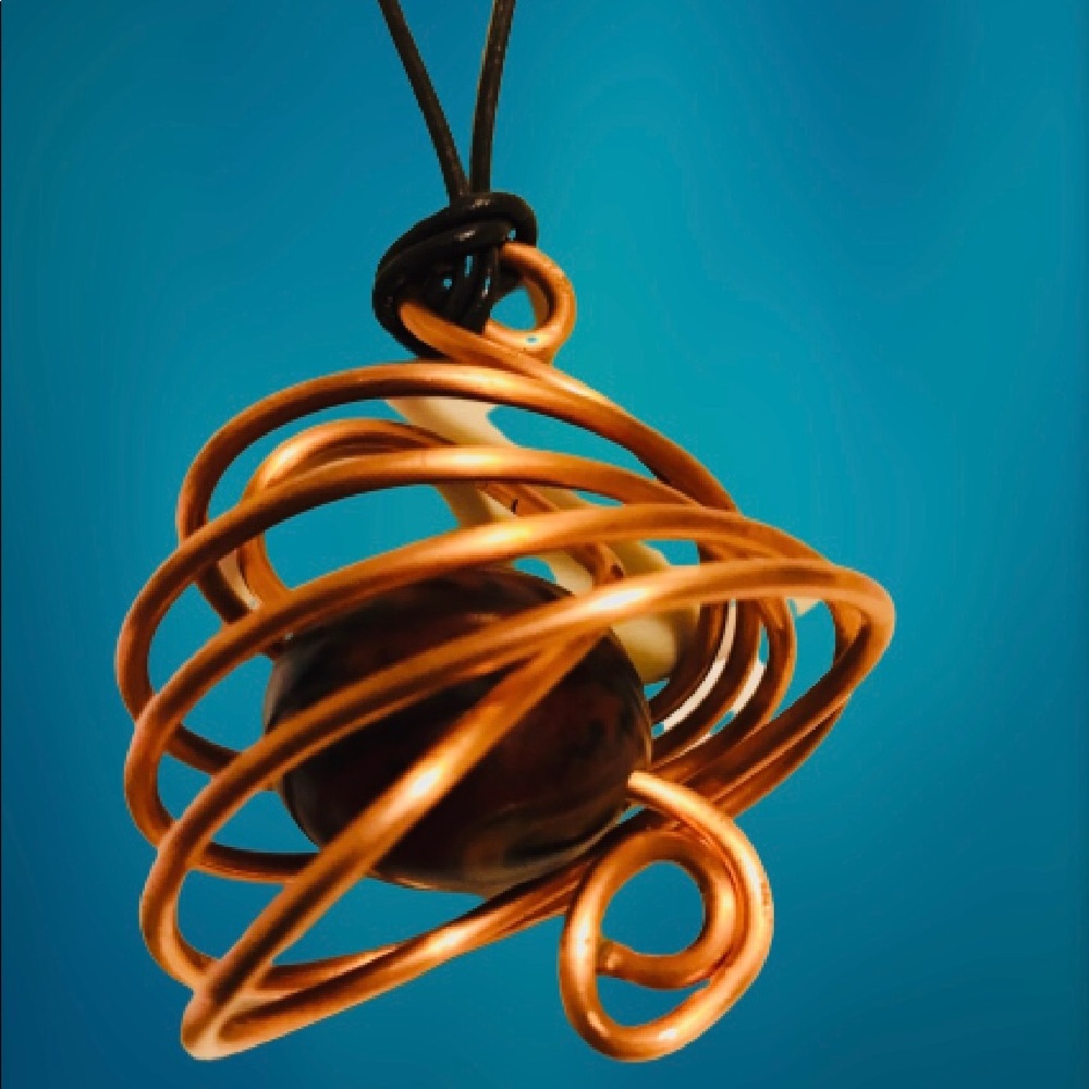 Handcrafted copper and yuma seed necklace (buckeye)